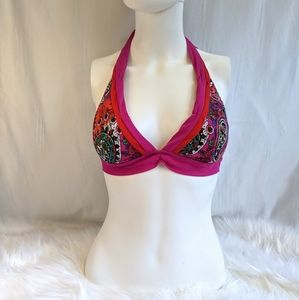 Becca Beach Purple & Red Paisley Swim Top NWT